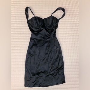 Black Bodycon Satin Dress